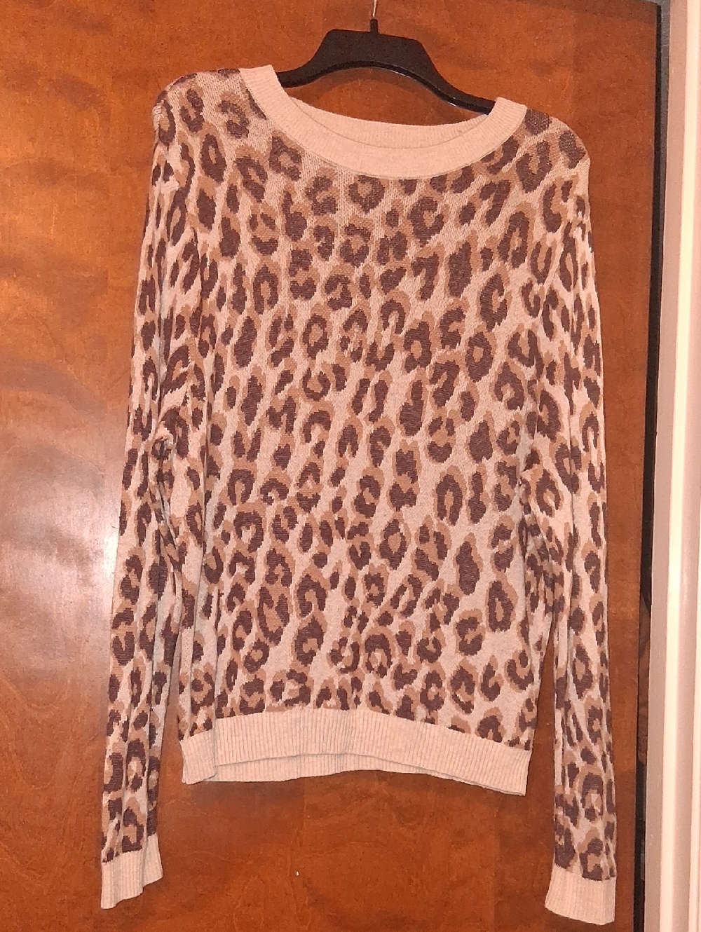 A New Day Leopard Print Crewneck Sweater - Cream and Brown